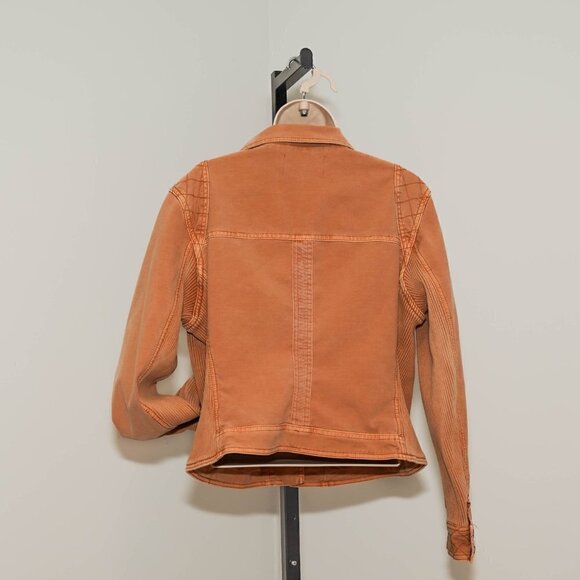 Anthropologie Peach/Orange Moto Jacket with Quilted Twill - Size Petite Large - Picture 2 of 2